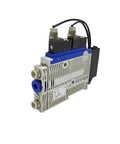 Compact Heavy-Duty Pneumatic Vacuum Generator ECR 15 S04 NC RD NPN with dual solenoids, ideal for industrial automation