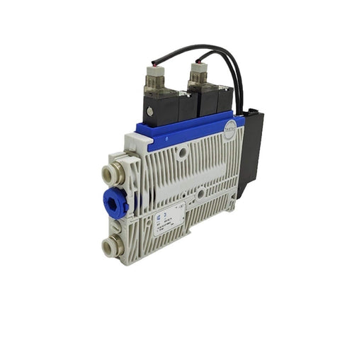 Compact Heavy-Duty Pneumatic Vacuum Generator ECR 15 S04 NC RD NPN with dual solenoids, ideal for industrial automation