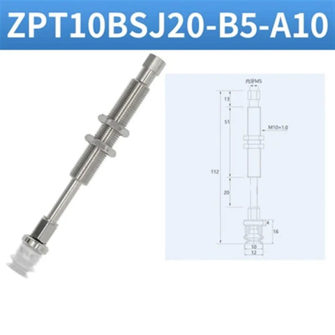 Dope Industrial Vacuum Pad Suction Cup Zpt Series ZPT10BSJ20-B5-A10 model with detailed dimensions for pneumatic manipulators.