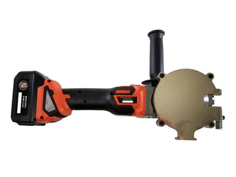 High Power Cordless Rebar Cutter With Battery Included For Easy DIY Metal Cutting And Construction Projects showing the tool's handle and cutting head.