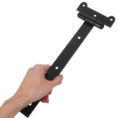 Hand holding Heavy Duty T Hinge With Silent Bearing For Quiet Door Action Black Plastic Tee Hinge With Slot Shaft Fits Doors Gates