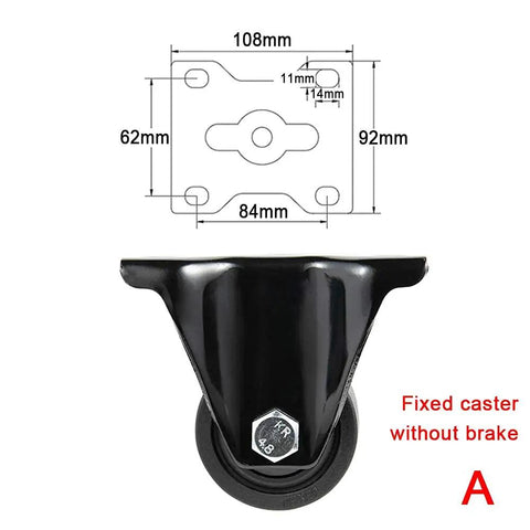Heavy Duty Nylon Castor Wheels Set Of 4 75Mm Industrial Swivel Casters With Locking Brakes, fixed caster without brake shown