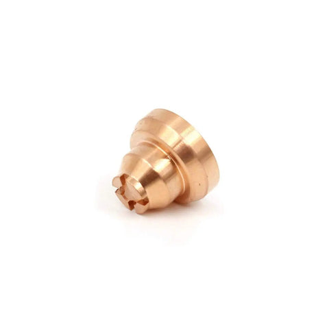 Drag Shield Set 249930 770799 For XT30 XT40 Plasma Cutting Torches shown is a copper nozzle component angled on a white background