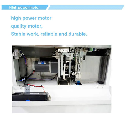 Rock Solid Heavy Duty Automatic Strapping Machine With 4.5 Inch Touch Screen For Lightning Fast Vegetable And Fruit Bundling, showing high power motor interior.