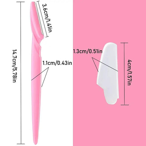 24 Pack Eyebrow Razors With Precision Covers For Safe Facial Hair Removal And Neat Trimming Multipurpose Blades measuring 14.7 cm long.