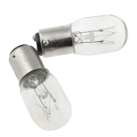 2 Pack 15W 120V Incandescent Sewing Machine Light Bulbs With Push In Base, two clear bulbs
