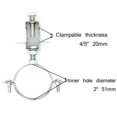 8 Pack Conduit Hangers With Beam Clamp And Pipe Support Bracket For I Beam Installation, 2 Inch Cable Clamps size details