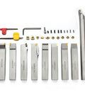 Beefed Up 1 Inch Shank Heavy Duty Indexable Carbide Lathe Tool Holder Set With Boring Bar 9 Pieces CNC Nickel Plated Insert Holders