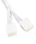 Fresh Sleeved Pcie 5.0 Extension Cable For Dope Gpu Power Delivery And Tight Rig Routing With Dependable 16 Awg Wiring Built For Nvidia Rtx 4090 4080 And 3090 Ti 4 To 8 Pin Adapter, showing two white connectors with braided cables.