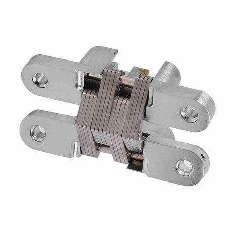 Invisible 180 Degree Concealed Cabinet Hinges For Smooth Doors Zinc Alloy Cross Design Heavy Duty 10kg Load Fifty Thousand Open Close Cycles