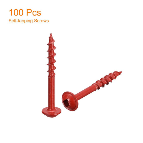 Pocket Hole Screws 8x1-1/2 Inch Square Drive Self Tapping Wood Screws 100 Pieces Red Finish for woodworking projects