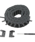 Open Type Drag Chain Cable Carrier 10x30mm, 1 Meter Length, Black Plastic, R18 With End Connectors for CNC and 3D printers