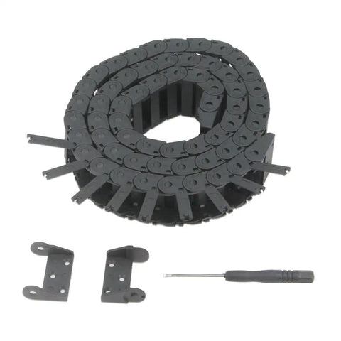 Open Type Drag Chain Cable Carrier 10x30mm, 1 Meter Length, Black Plastic, R18 With End Connectors for CNC and 3D printers