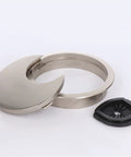Premium Zinc Alloy Desk Grommet Kit With Rotatable Flip Top And Removable Center For 50 To 80 Mm Holes In Sleek Brushed Or Shiny Colors, Totally Rad For Managing Cables And Polishing Your Workspace Stylishly. silver desk cable grommet with black insert