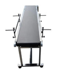 PVC Flat Conveyor Belt System for Packaging Machines Built Tough Adjustable Speed Industrial Transport With Double Guardrail 70.9 Inch Long by 11.8 Inch Wide Black Belt 110V Anti Wear Heat Oil Resistant