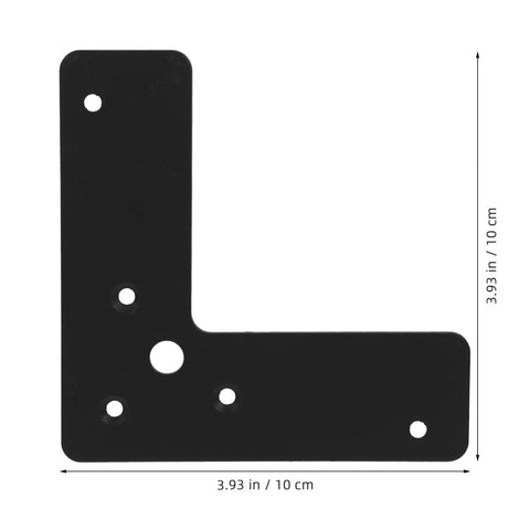Image of Tough As Nails 4 Piece Black L Shaped Stainless Steel Corner Brackets 2mm Thick Flat Angle Braces with dimensions