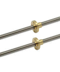 Two Pack 300mm T8 Lead Screws With Brass Nuts For 3D Printer Z Axis Acme Thread 8mm Lead 2mm Pitch Four Start Heavy Duty High Precision Linear Motion, two screws