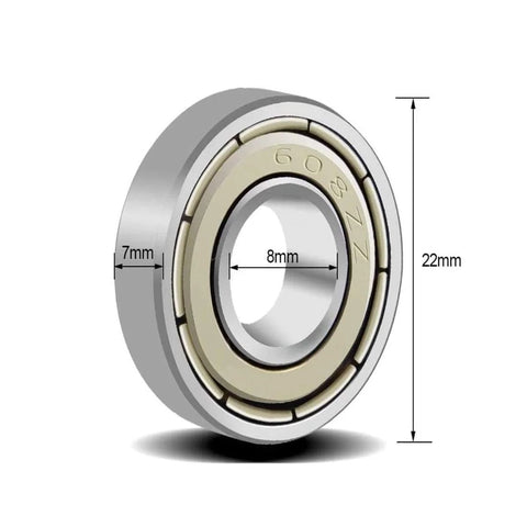 high performance 608ZZ ball bearings dimensions 8x22x7 mm