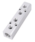 Durable Aluminum Air Manifold 4 Way 6 Port Distribution Block With One Quarter Inch NPT Output And One Half Inch NPT Supply Port