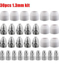 70 Amp Plasma Cutter Consumables Kit For P80 Torch Electrodes Tip Cups Nozzles Shields Copper Nozzles 30 Pcs 1.3mm Set