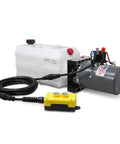 Single Acting 12V Hydraulic Pump With Remote Pendant, 15 Foot Cord, 6 Quart Reservoir, 3200 PSI A Port Relief and 1500 PSI B Port Relief