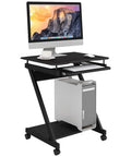 Flat Out The Ultimate Black Standing Desk With Pull Out Keyboard Tray And Built In Storage Shelf Real Straight Up Boss Move For Home Office Gaming Corner Ergonomic Workstation Furniture Nailed It showing a modern black desk with keyboard tray and computer.