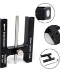 BARTOO brake booster/push-rod adjustment tool, black aluminum U-shaped with silver guide rod and knurled knob.