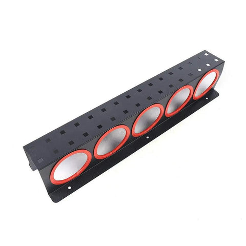 Heavy Duty Wall Mounted Spray Bottle Holder Hella Strong Steel Storage Rack with five circular holes for garage and auto detailing.