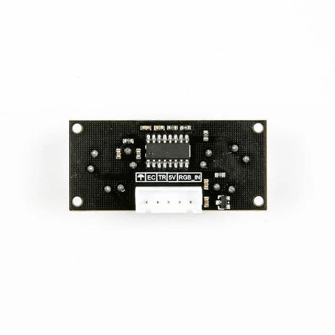 Back view of HC-SR04 Ultrasonic Sensor With RGB LED Indicator Module, showing circuit layout compatible with Raspberry Pi and Arduino.