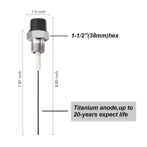 Powered Anode Rod For Water Heaters Kicks Rotten Egg Smell And Sulfur Odor In 40 To 120 Gallon Tanks Upgraded Design With 2 In 1 Wrench Socket For Easy Install Electrical Anode Rod Replacement That Extends Tank Life