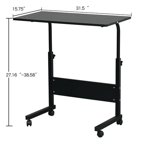 Slick Rolling Adjustable Height Computer Desk With Secure Locking Casters Heavy Duty Steel Frame And Scratch Resistant Top mobile standing laptop workstation measurements 31.5 x 15.75 x adjustable height