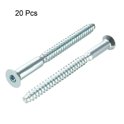 Heavy Duty 7X85Mm Flat Head Hex Socket Confirmat Wood Screws Zinc Plated Rock Solid Furniture Connectors For Blast Tight DIY Assembly Hella Strong Knockout Joint Strength 20 Piece Pack