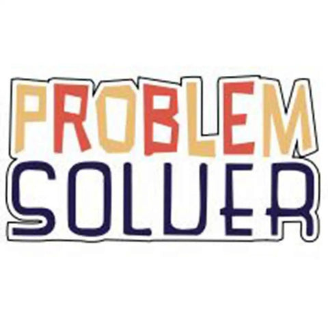 "Problem Solver" sign from 12 Piece Science Photo Booth Props With Sticks Mad Scientist Selfie Cards Chemistry Lab Party Supplies