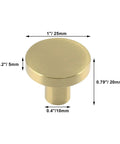 Two Pack 1 Inch Cabinet Knobs With Mounting Screws Solid Brass Round Drawer Pulls For Cabinets Or Dressers Easy Install Includes Two Screw Types To Fit Different Board Thickness Durable Kitchen And Bedroom Hardware, 1 in brass knob