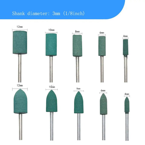 20 Piece Rubber Polishing Bits Kit For Rotary Tools 1/8 Inch Shank Silicone Buffing Bits With Cylindrical And Bullet Shapes