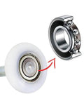 Close-up of Crazy Quiet 2 Inch Nylon Garage Door Rollers with Sealed 6200ZZ Bearings and 11 Ball Bearings.