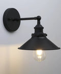 Black Industrial Wall Sconce With 8.1 Inch Metal Shade Vintage Retro Vibe 1 Light Wall Lamp 180 Degree Adjustable Direction E26 Base