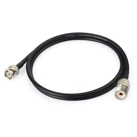 UHF Female SO239 To BNC Male Adapter Cable Pro Grade For 50 Ohm RG58 Coax, 3 Feet, handheld and amateur radios, cable coil view