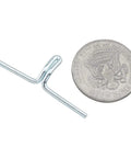 Close-up of a spring steel lawn chair webbing clip beside a quarter for size comparison. Fifty Piece Spring Steel Lawn Chair Webbing Clips Keep Your Patio Furniture Tough As Nails Heavy Duty Quick Fix Replacement Hardware For Lounge Seats Setup.