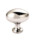Close-up of a polished nickel oval cabinet knob, part of 10 Pack Polished Nickel Oval Cabinet Knobs 35 Mm Zinc Drawer Knobs.