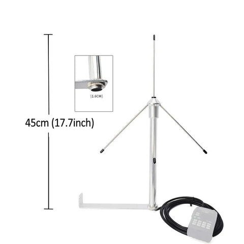 433MHz 3dBi Omni Antenna With 9.8 Ft RG58 Coax Cable 50 Ohm GSM Antenna SMA Male Plug Mount Bracket displayed with dimensions