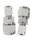 Two 304 stainless steel reducer union compression fittings, 1/4 in to 3/8 in OD, set of 2