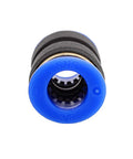 Front view of Three Eighths Inch Plastic Straight Union Tube Fitting Pneumatic Connector for air and vacuum lines