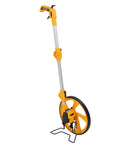 Jiawu Measuring Wheel Portable Accurate 0-9999.9m for Outdoor Projects with yellow wheel and sturdy handle.