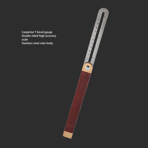 Heavy Duty T Bevel Gauge Angle Finder With Smooth Rosewood Handle And Precise Stainless Steel Ruler For Woodworking And Diy Tasks That Honestly Nail Every Cut No Sweat, showing stainless steel ruler with wood handle.