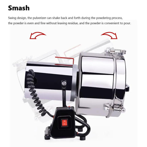 Electric Grain Grinder High Speed Stainless Steel All In One Powder Machine showing swing design feature