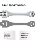 8 In 1 Socket Wrench Set With 8 To 21 mm Metric Range Flexible Dog Bone Universal Hex Spanner 360 Degree Rotating Head