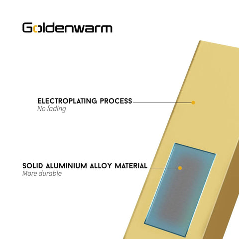 Close-up of Champagne Gold Drawer Pull showcasing solid aluminum material and electoplated process for durability.