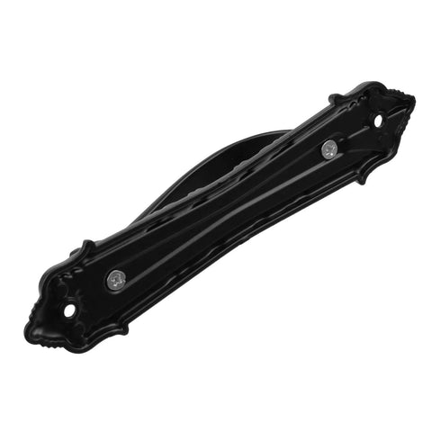 Vintage Black Sliding Barn Door Handle With Screws, Rustic Zinc Alloy Door Pull For Cabinets Gates Closets Sheds, view of front design