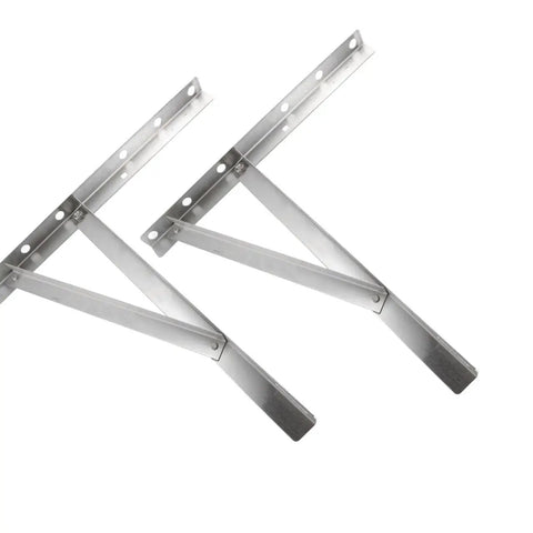 Heavy Duty Foldable Triangle Window AC Mount Bracket With Stainless Steel Build And Vibration Dampening Rubber For Quiet Durable Replacement Part For Your Window Air Conditioner, folded pair